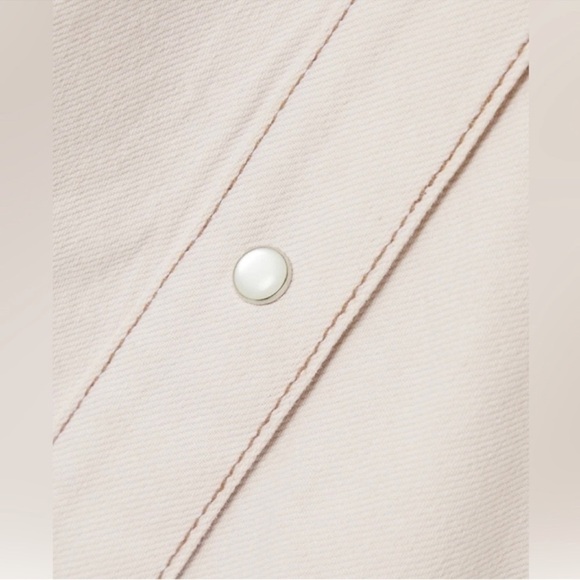 Ganni Ruffled Two-Tone Lilac Lavender Pink Denim Shirt Top Jacket Shacket NEW - Picture 6 of 12